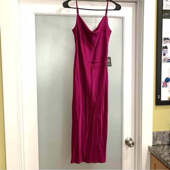 NWT! Express- Satin Cowl Neck Midi Dress-Magenta/Berry. Size Small. GORGEOUS! - Picture 2 of 16